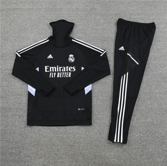 Conjunto do Real Madrid Preto /  Gola alta + encaixe de dedos