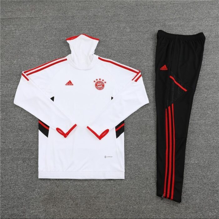 Conjunto do Bayern de Munique Branco /  Gola alta + encaixe de dedos