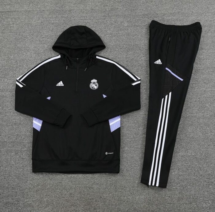 Conjunto do Real Madrid Preto /  Com Capuz